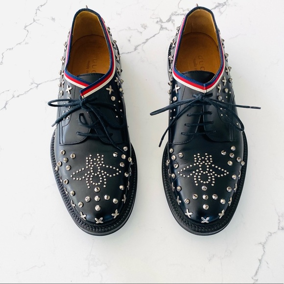Gucci Men Beyond Leather Lace-Up Shoes With Studs - Picture 2 of 14